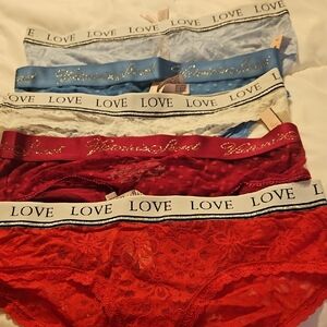 Victoria's Secret Lace Panties Trio - Red, Blue, White